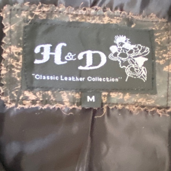 NWOT H&D Brown Leather & Denim Jacket, Size M - Picture 5 of 12